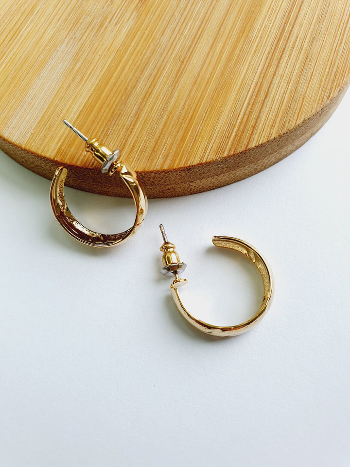 Vintage Gold Plated Minimal Hoops