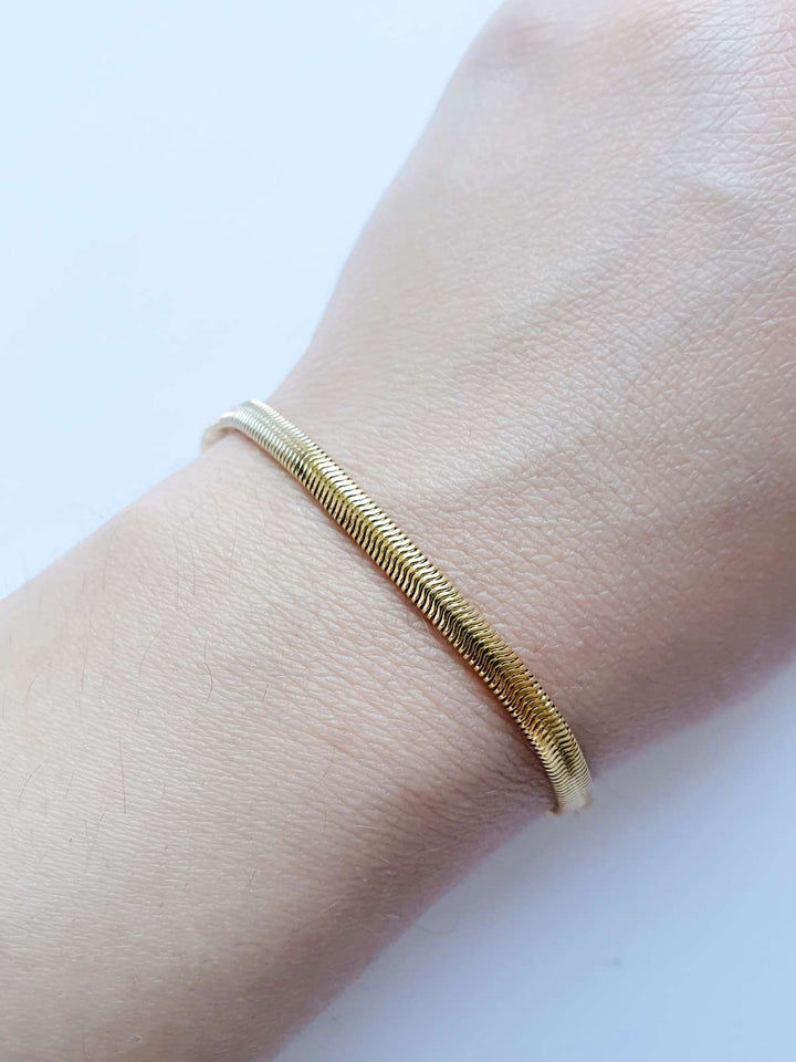 Vintage Gold Plated Herringbone Chain Bracelet