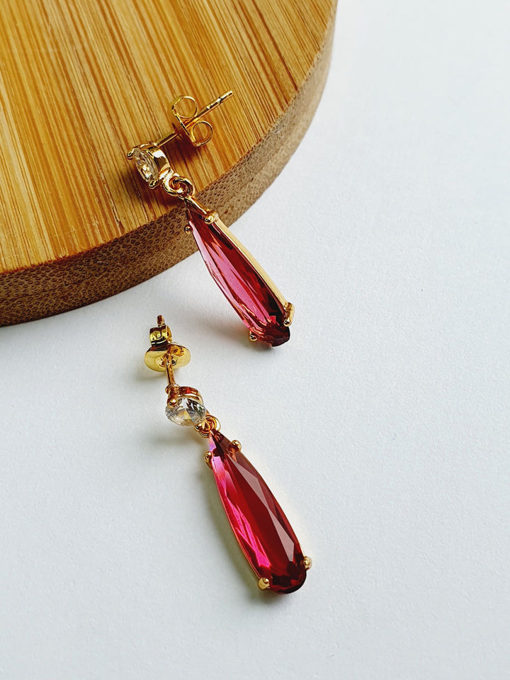 Vintage Gold Plated Crystal Drop Earrings