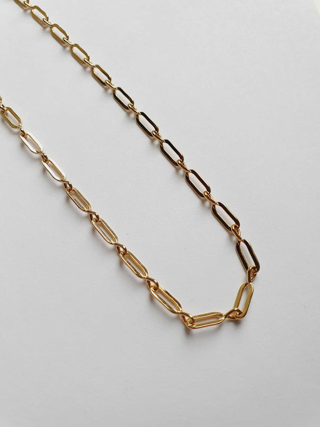 Vintage Gold Plated Paperclip Style Chain Necklace 15"