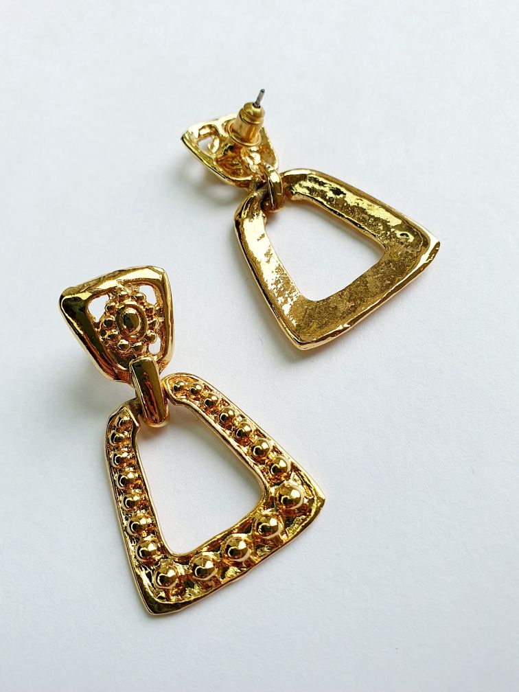 Vintage Gold Plated Statement Stud Earrings