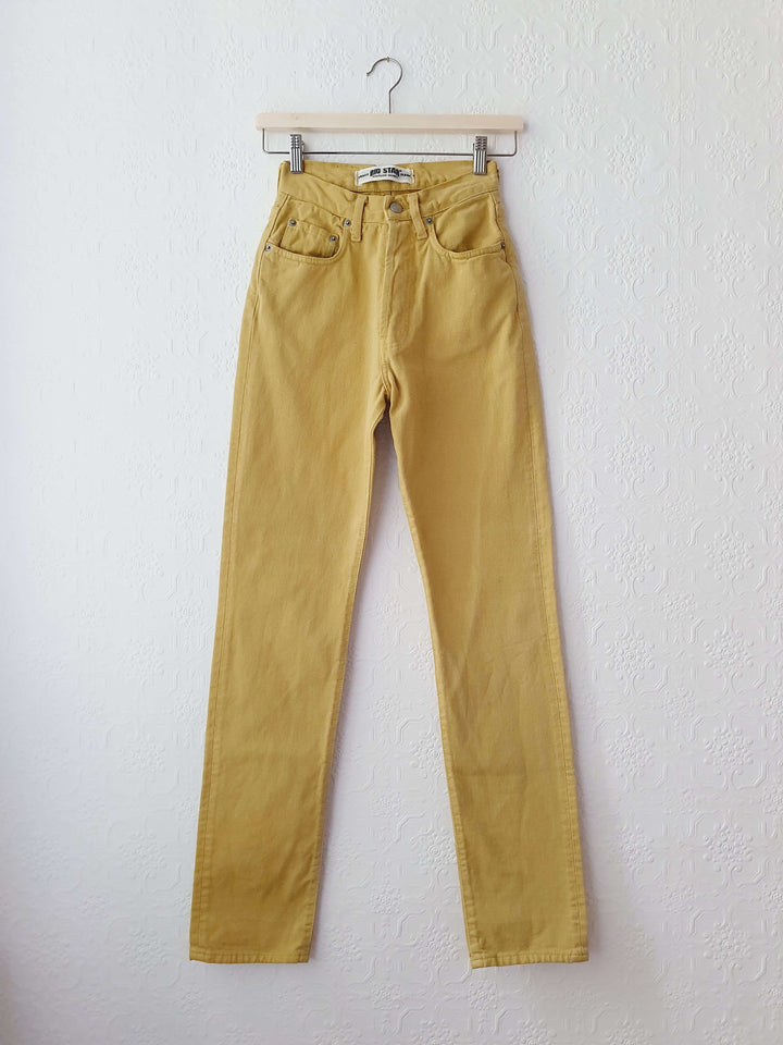 Vintage High Waisted Yellow Ochre Jeans - 24W 31L