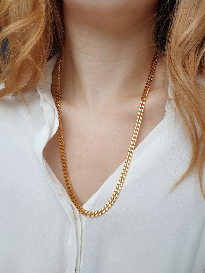 Vintage Gold Plated Curb Chain Necklace