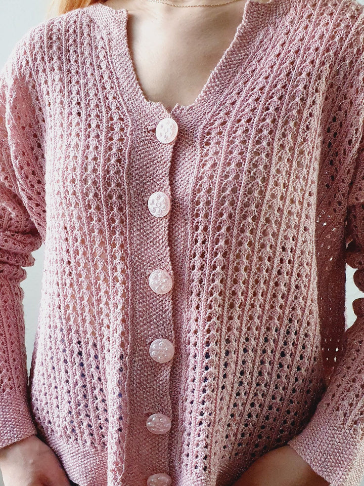 Pink Lurex Wool Cardigan - XL