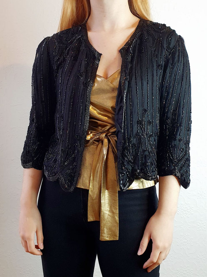 Vintage Beaded Silk Trophy Jacket - M