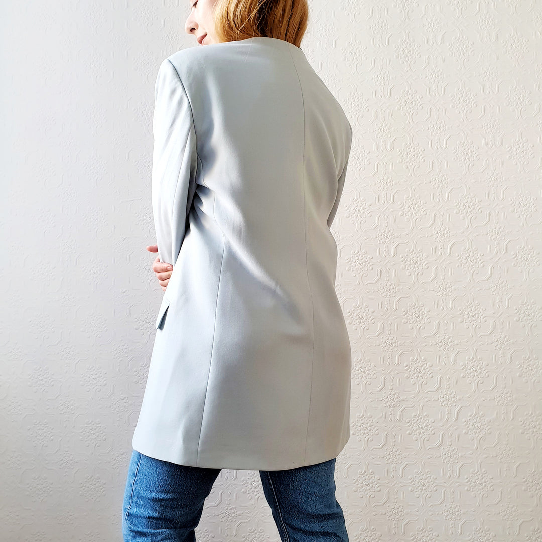 St Michael Baby Blue Wool Blazer - M/L