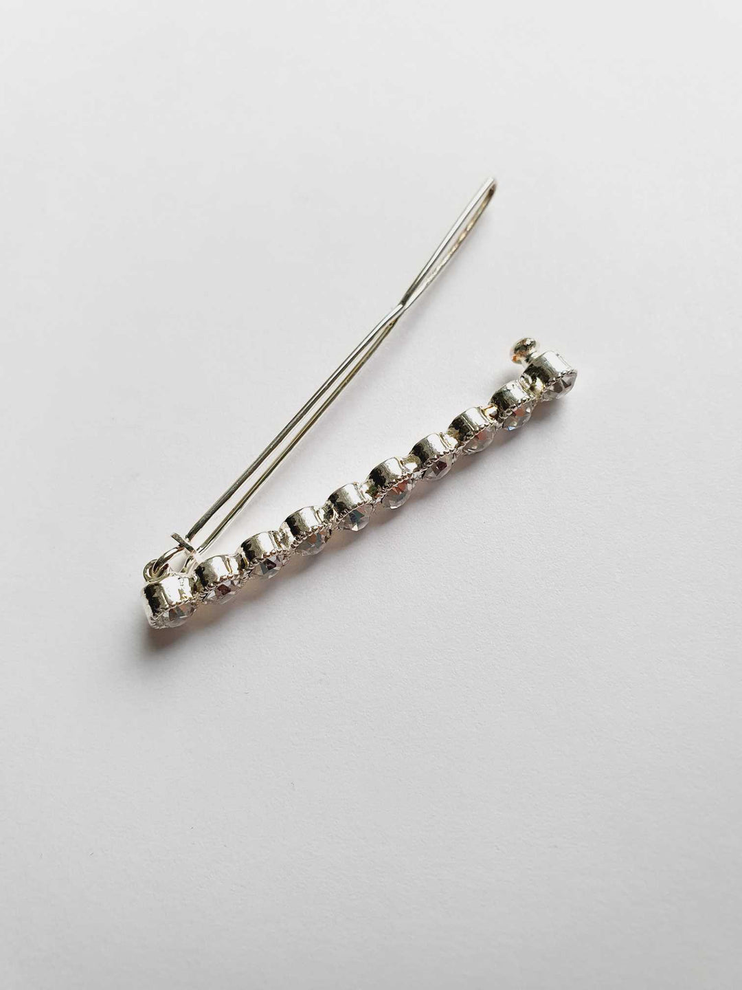 Vintage Silver Hair Clip with Crystals