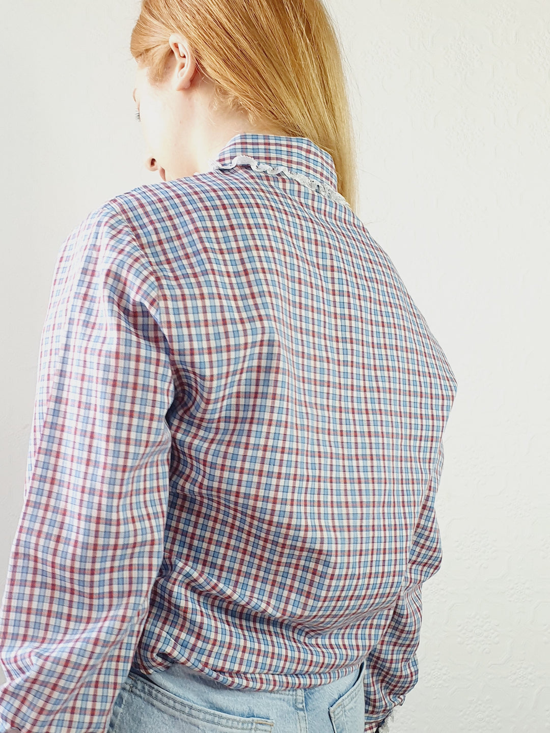 Gingham Blouse with Peter Pan Collar - XL