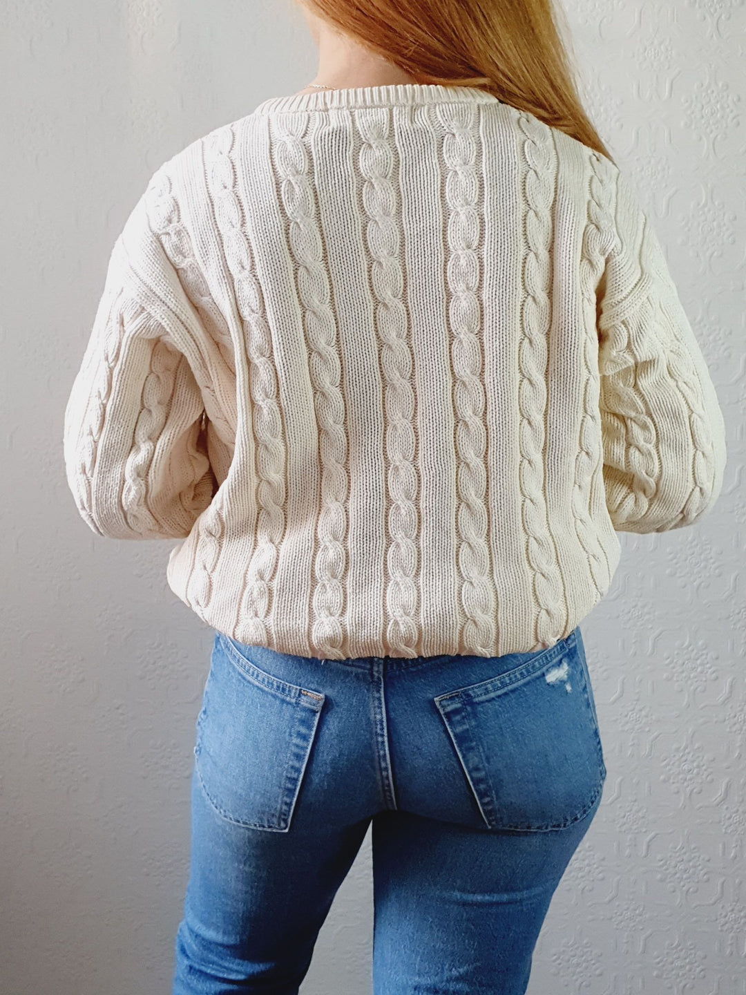 Cable Knit Cotton Jumper - M/L