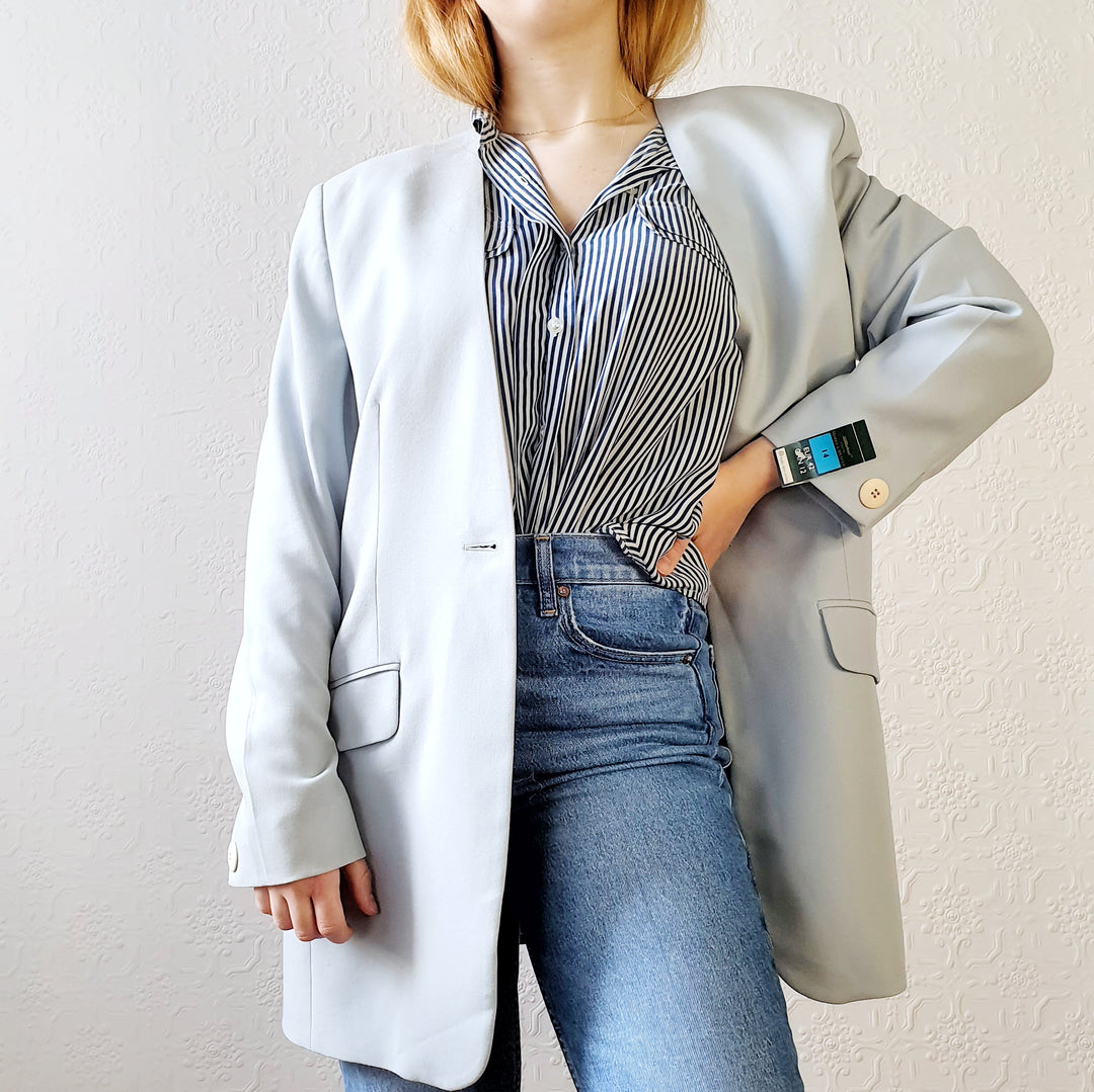 St Michael Baby Blue Wool Blazer - M/L