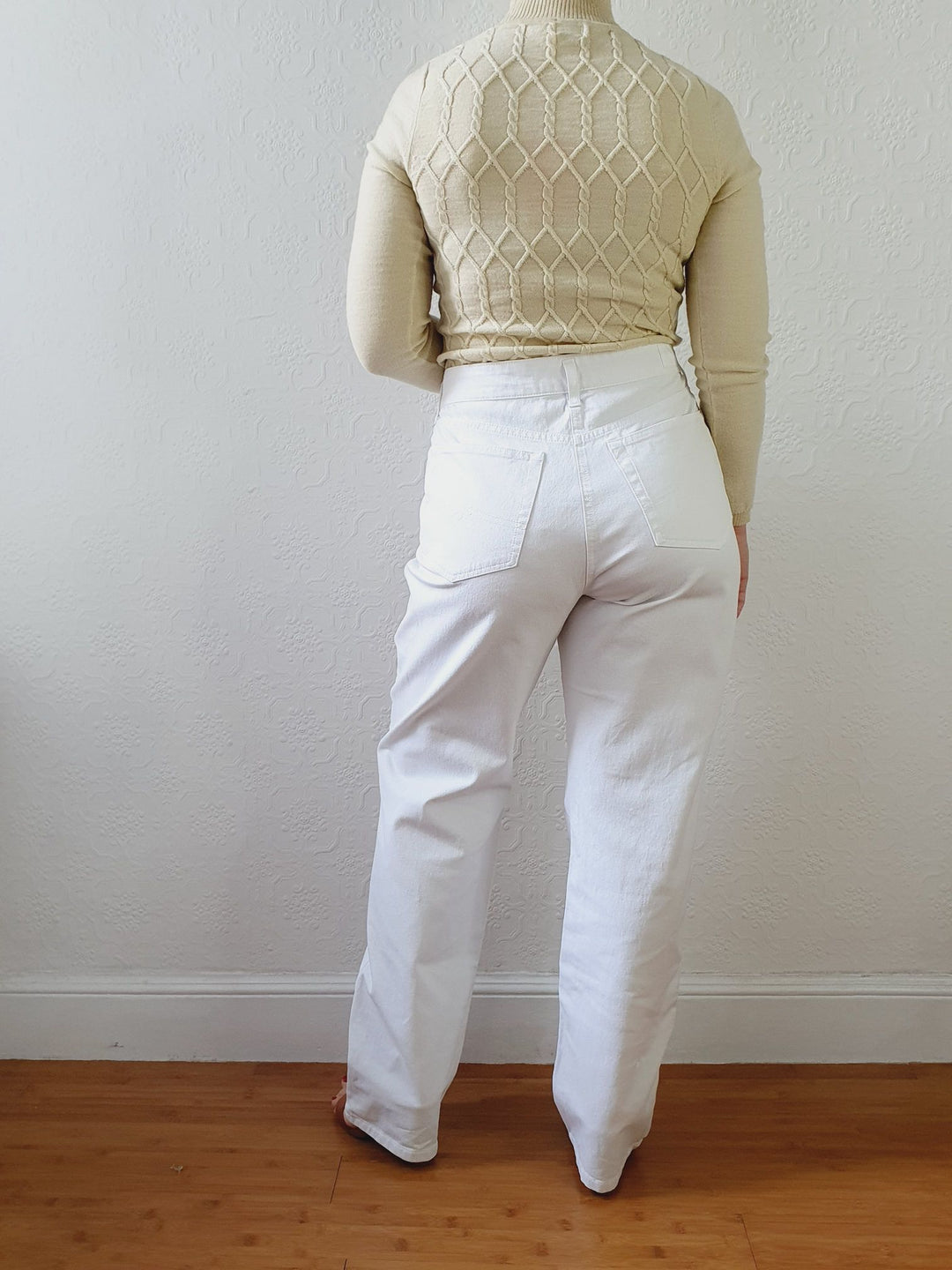 Vintage High Waisted White MAC Jeans - L