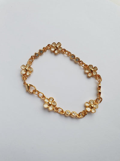 Vintage Gold Plated Flower & Crystal Bracelet