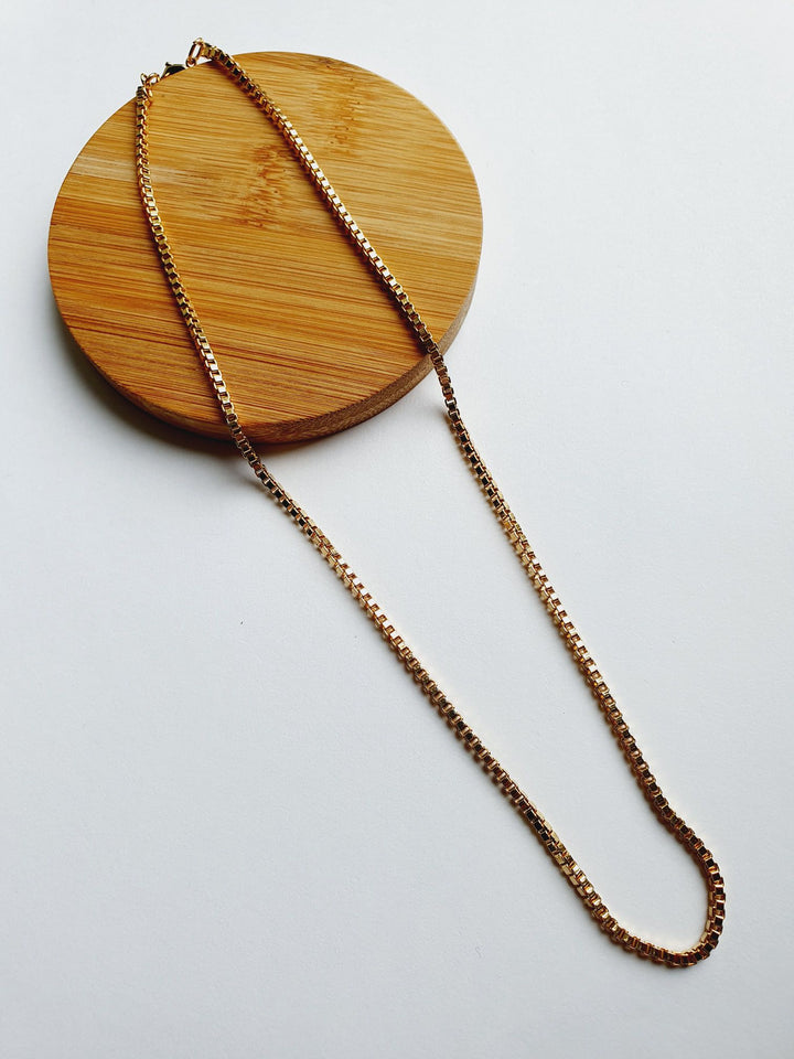 Vintage Gold Plated Skinny Box Chain Necklace