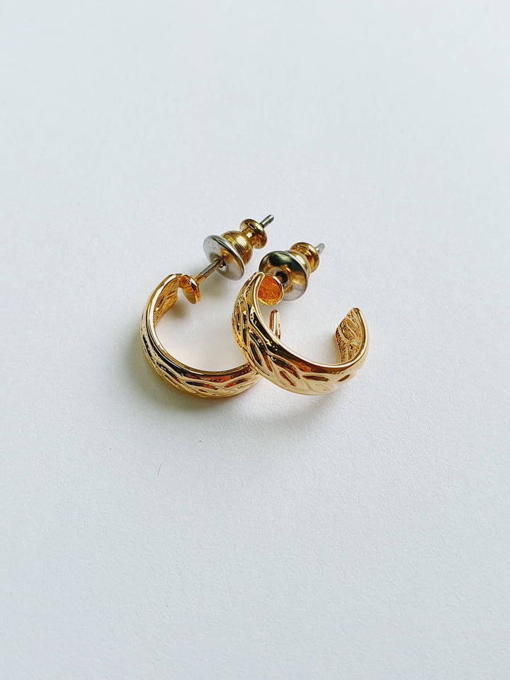 Vintage Gold Plated Minimal Micro Hoops