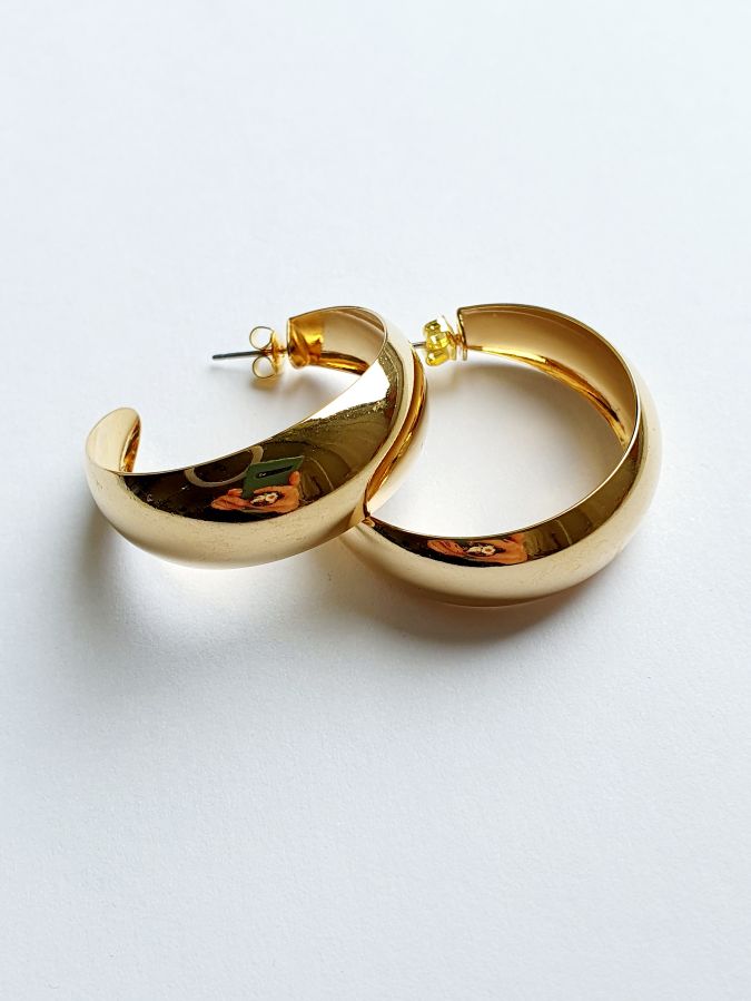 Vintage Gold Plated Wide Hoops