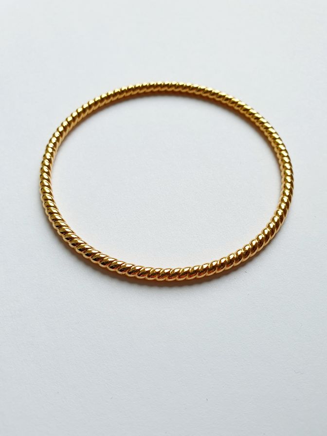 Vintage Gold Plated Round Twist Bangle Bracelet