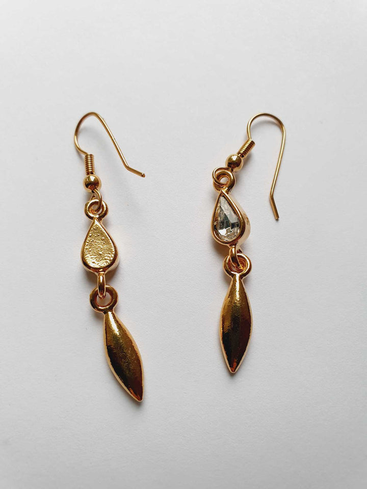 Vintage Gold Plated Drop Crystal Earrings