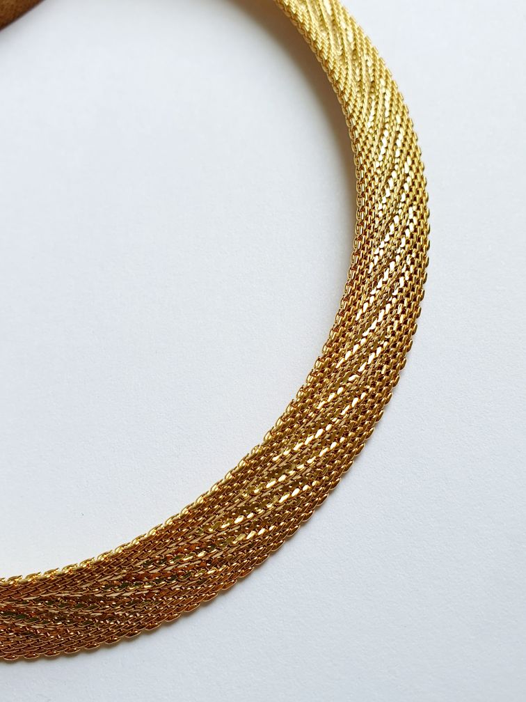 Vintage Gold Plated Flat Mesh Chain Necklace