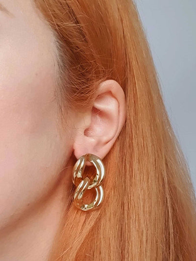 Vintage Gold Toned Link Earrings