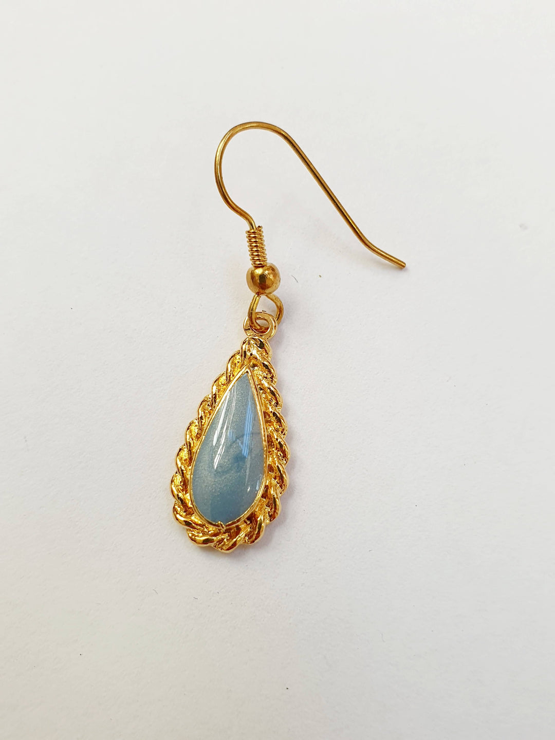 Vintage Gold Plated Blue Enamel Drop Earrings