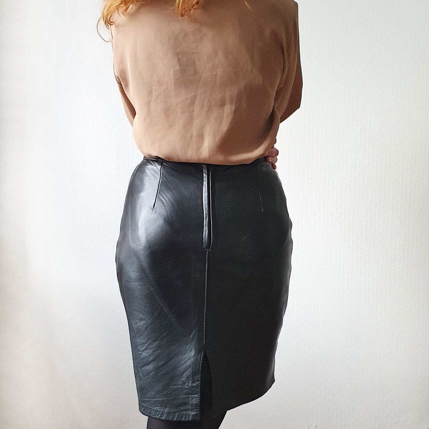 Leather Pencil Skirt - L