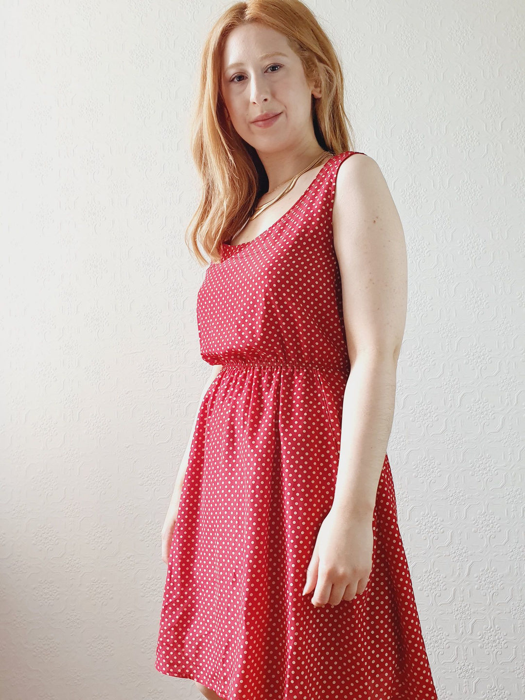 Vintage Red Polka Dot Dress - S