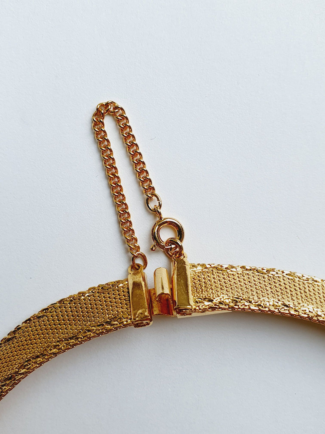 Vintage Gold Plated Flat Mesh Chain Necklace