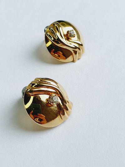 Vintage Gold Plated Round Stud Earrings