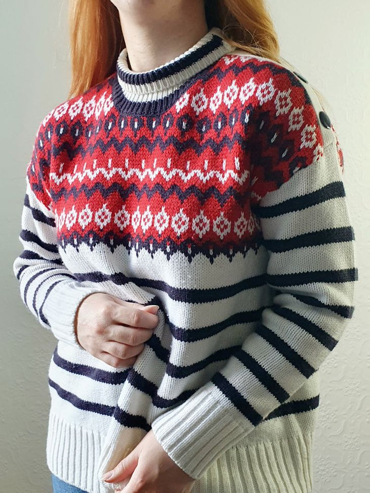 Striped Fairisle Style Jumper - M/L