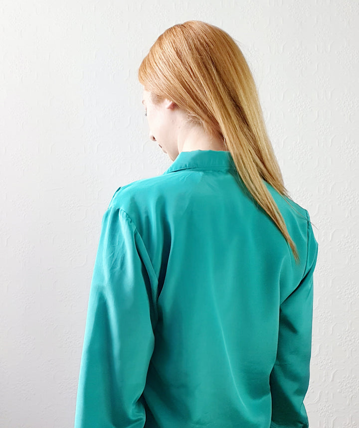 Vintage Emerald Green Blouse • S-M