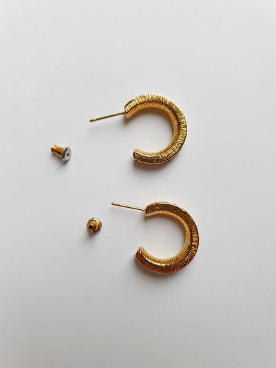 Vintage Gold Plated Crystal Hoop Earrings