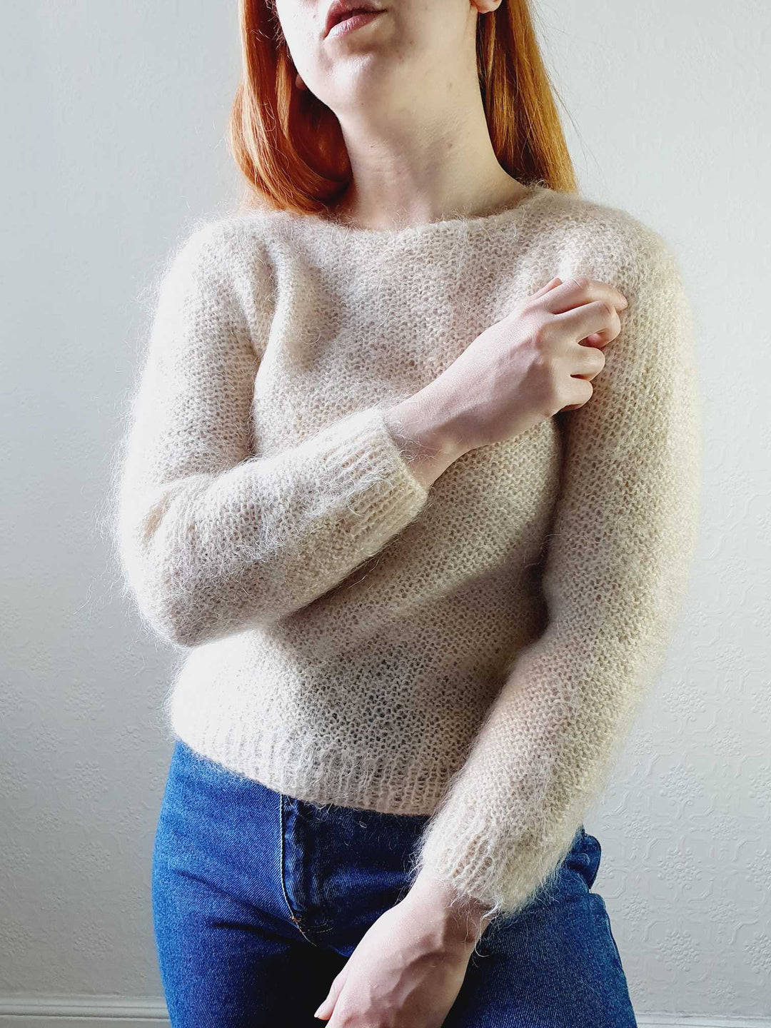 Vintage Cream Mohair Jumper - XS