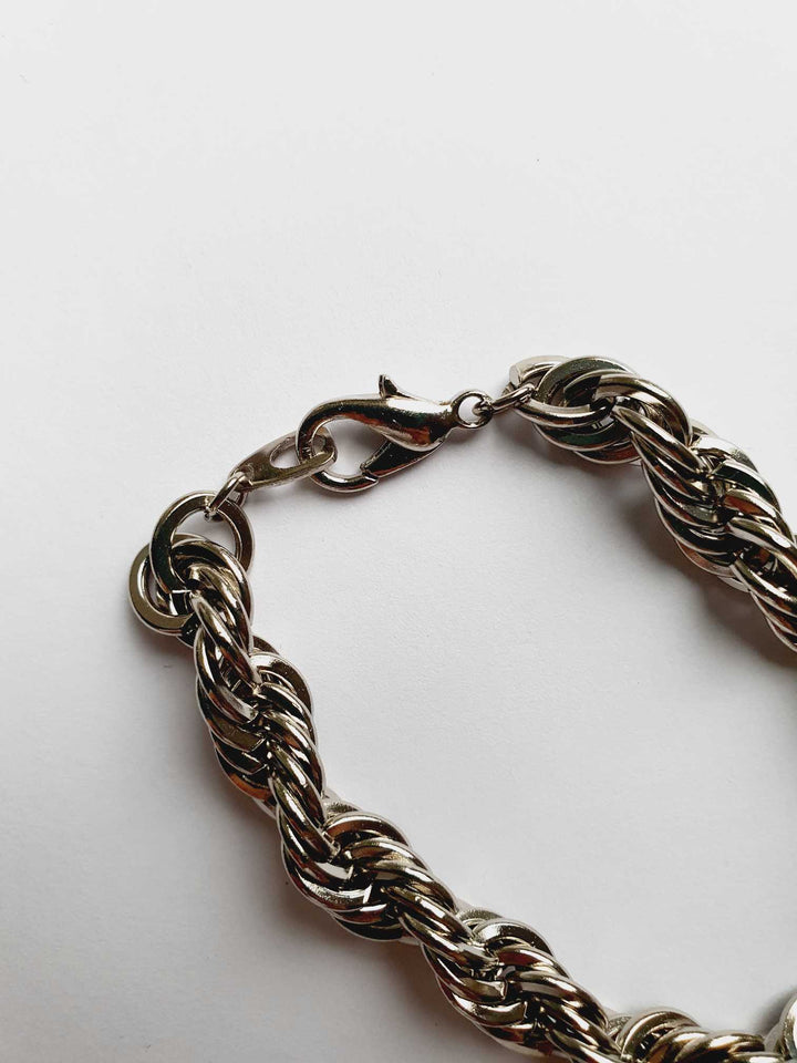 Vintage Silver Toned Twist Rope Bracelet