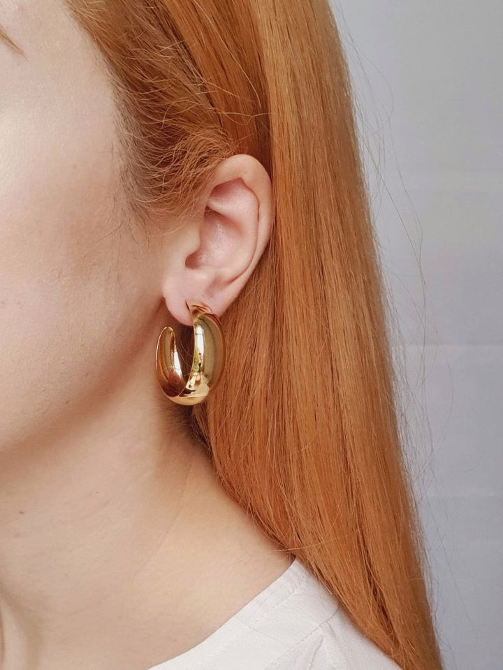 Vintage Gold Plated Wide Hoops