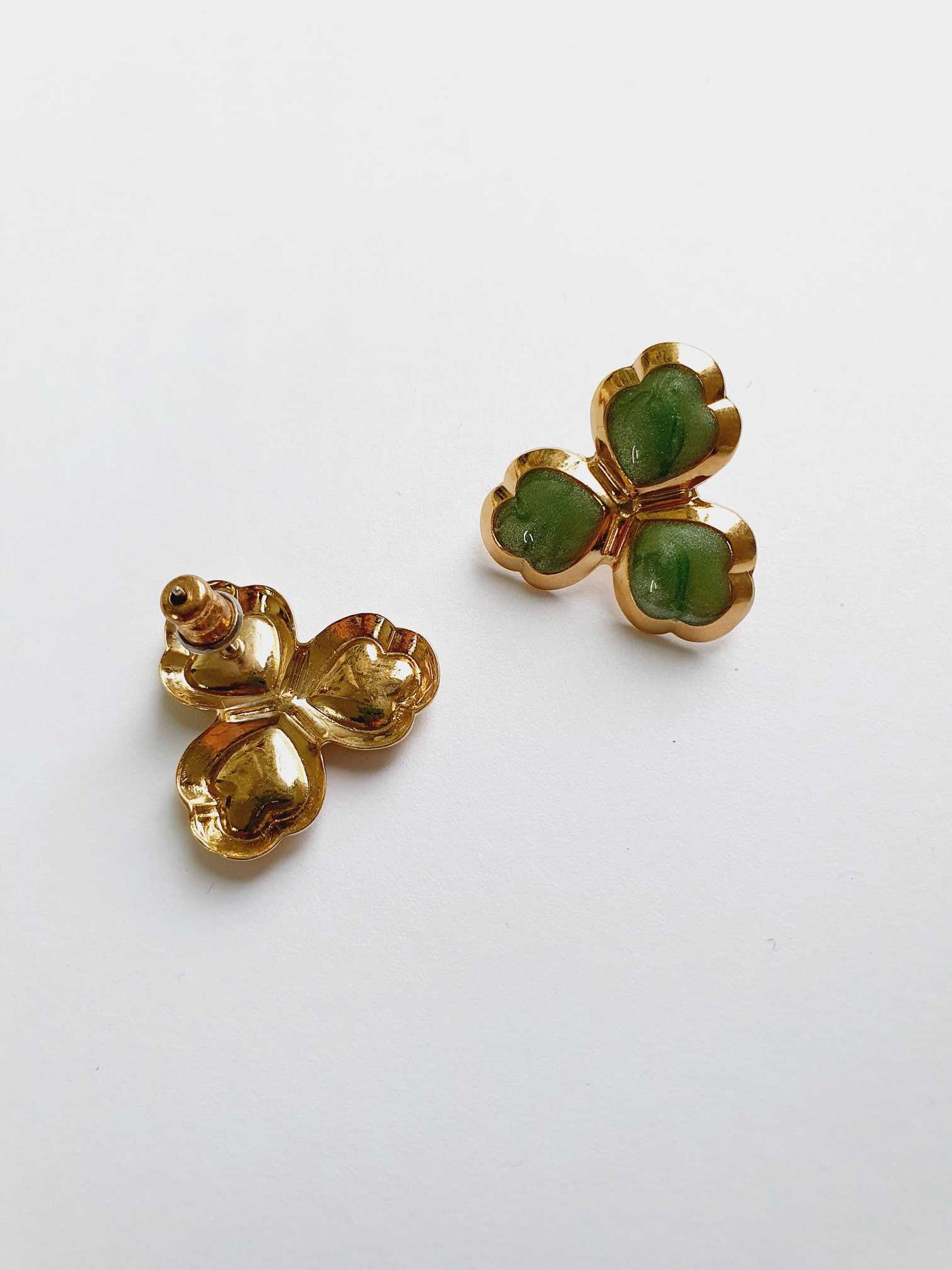 Vintage Gold Plated Clover Stud Earrings