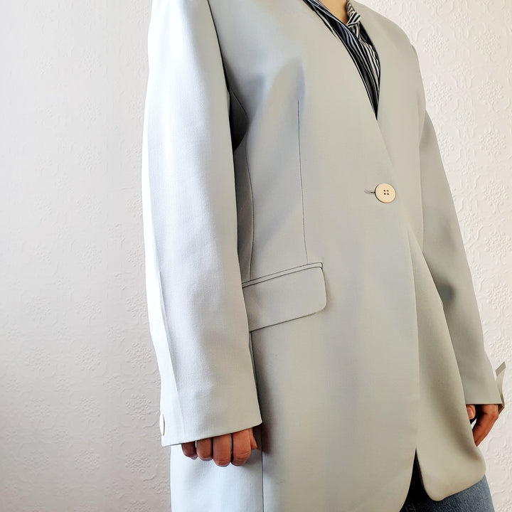 St Michael Baby Blue Wool Blazer - M/L