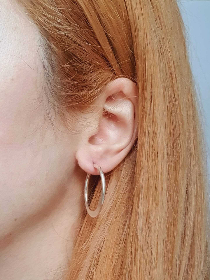 Vintage Silver Toned Oval Hoops