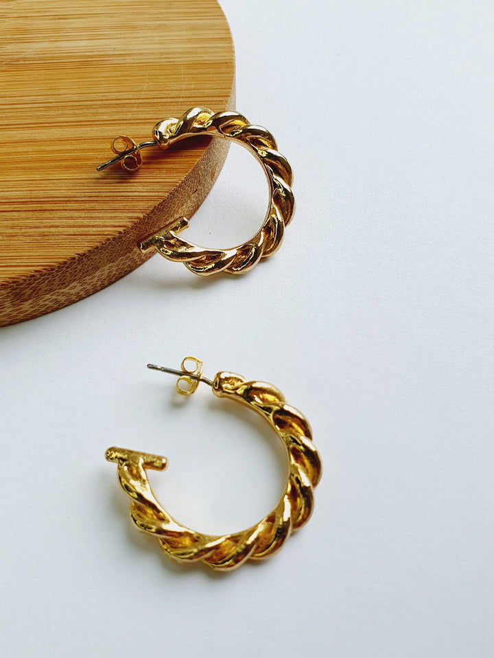 Vintage Gold Plated Twist Hoops