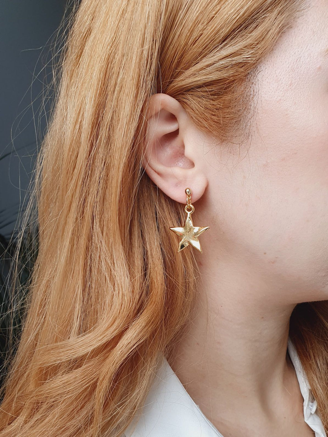 Vintage Gold Plated Star Drop Earrings