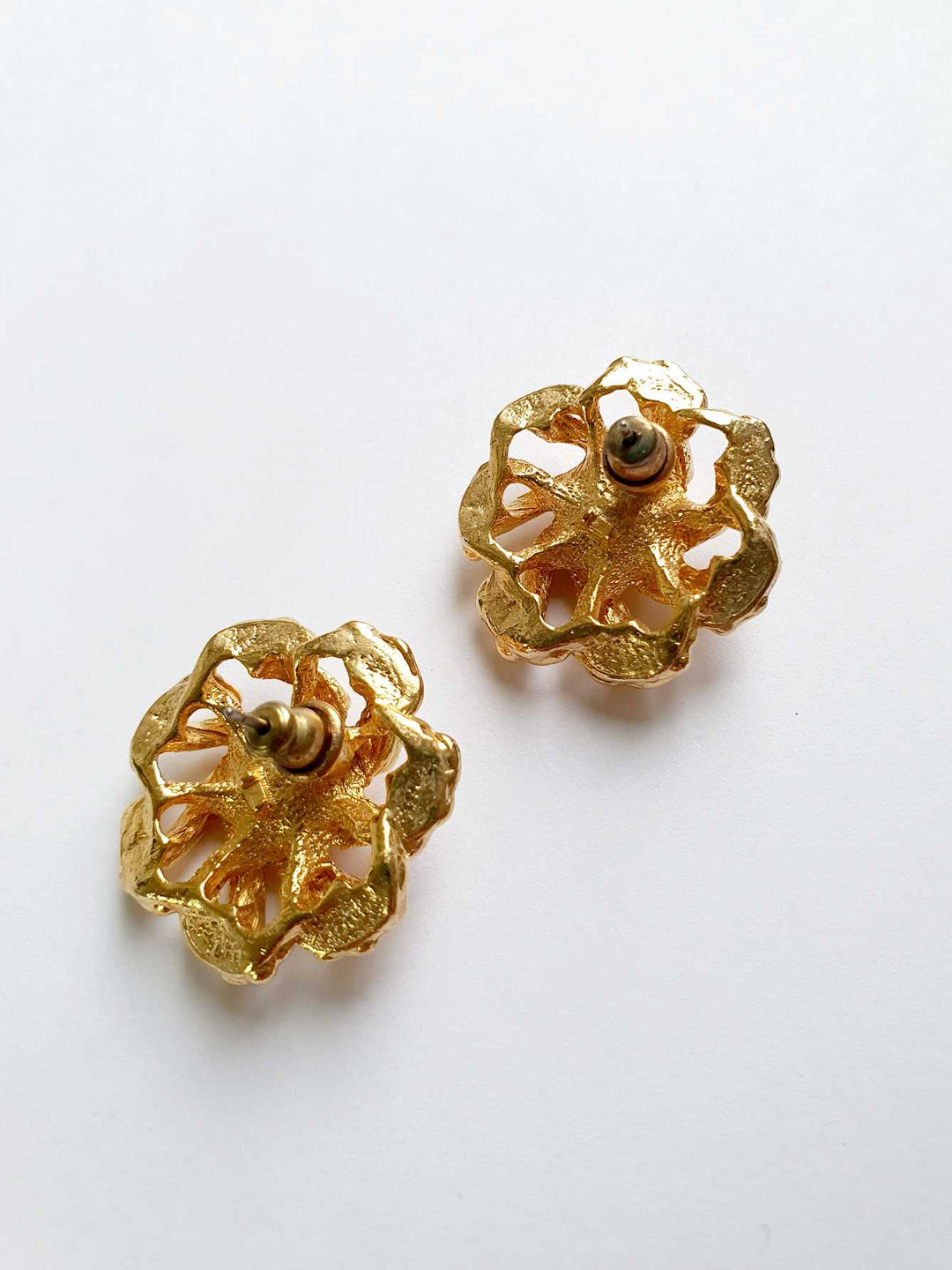 Vintage Gold Plated Statement Stud Earrings