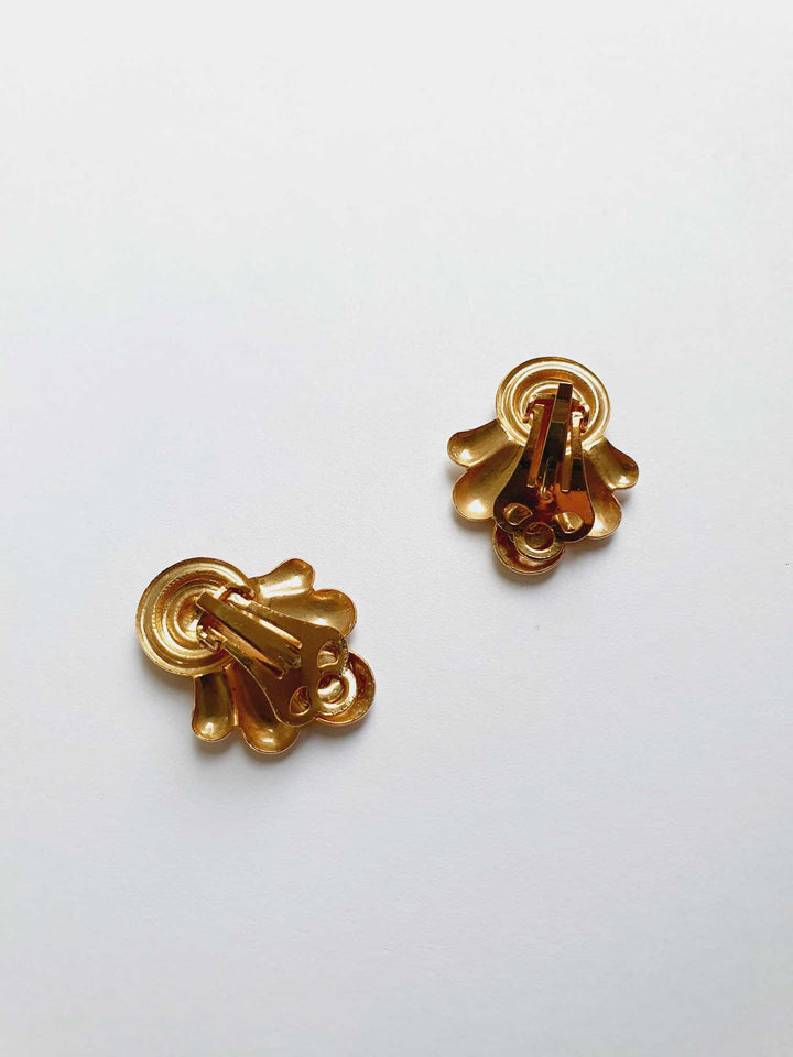 Vintage Gold Plated Clip On Statement Earrings