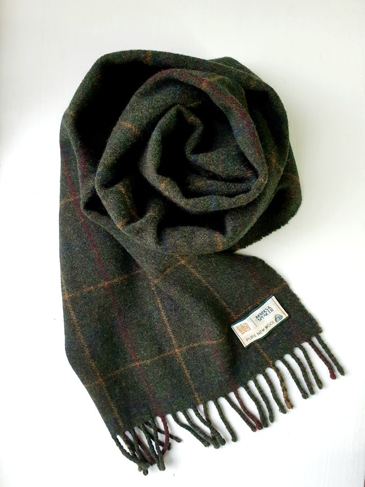 Vintage Tweed Look Wool Scarf