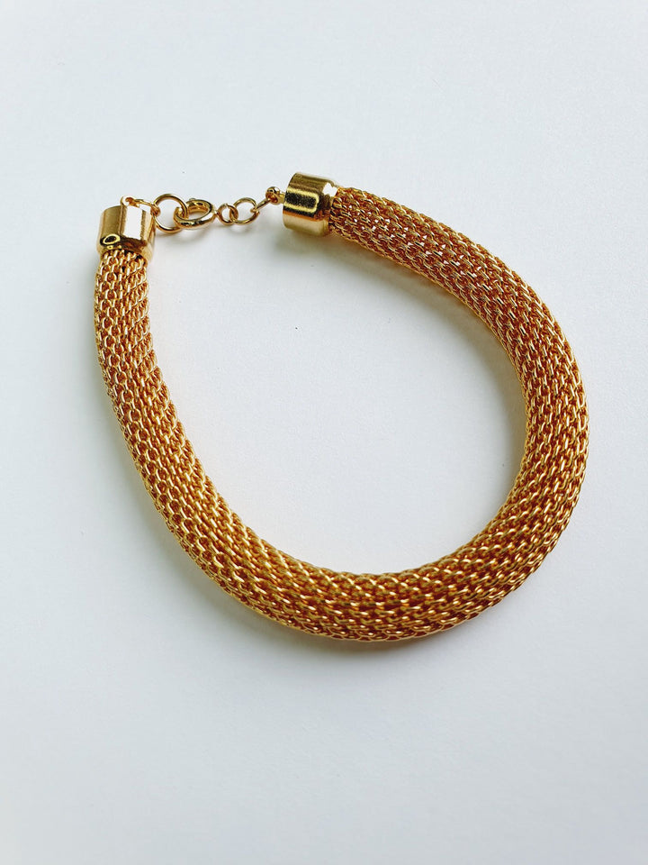 Vintage Gold Plated Round Mesh Bracelet