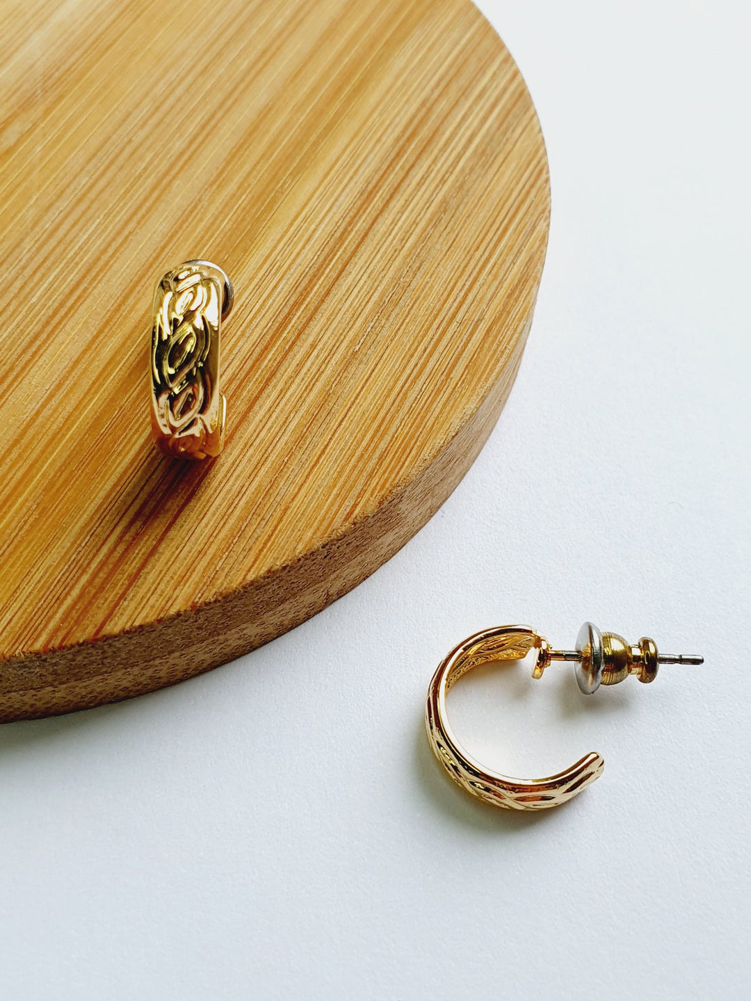 Vintage Gold Plated Minimal Micro Hoops