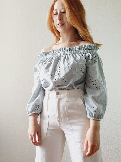 Off The Shoulder Broderie Anglaise Blouse - S/M