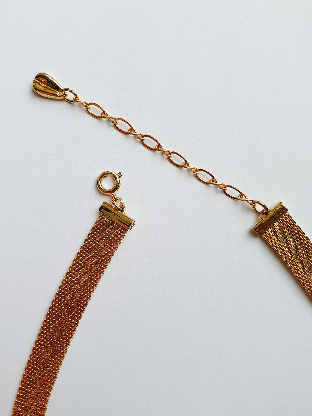 Vintage Gold Plated Flat Mesh Chain Necklace