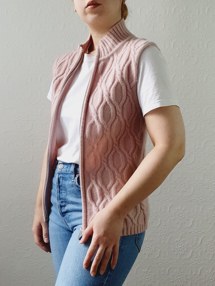 Vintage Soft Pink Lambswool & Cashmere Zip Up Vest - XS/S