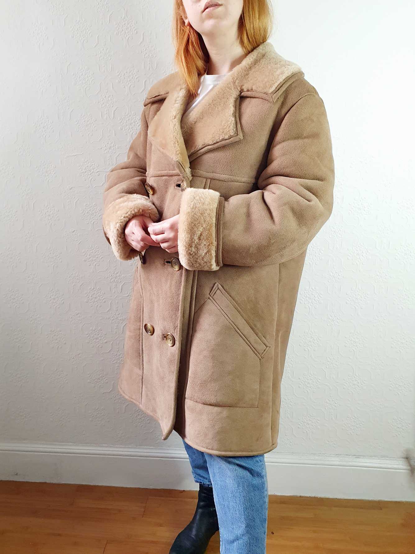 Vintage Brown Genuine Sheepskin Jacket - XL