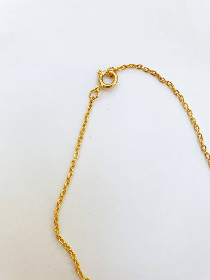 Vintage Gold Plated Fine Chain Necklace with Flower Charm