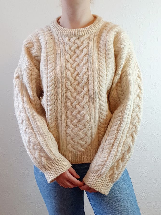 Vintage Celtic Knot Arran Jumper - L